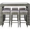 SAFAVIEH PAT7502A Outdoor Collection Horus Black and Beige Cushions 7-Piece Dining Set(Grey/Grey)