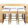 SAFAVIEH PAT7502A Outdoor Collection Horus Black and Beige Cushions 7-Piece Dining Set(Natural/White)