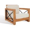 Safavieh CPT1009A Couture Curacao Brazilian Teak Outdoor Patio Club Chair, Natural/White