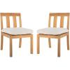 Safavieh Couture Patio Montford Natural Teak Dining Chair, Set of 2(Natural/Beige)
