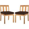 Safavieh Couture Patio Montford Natural Teak Dining Chair, Set of 2(Natural/Dark Brown)