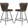 Safavieh FOX1702C-SET2 American Homes Collection Ashby Modern Tufted Swivel Counter Stool, 26″, Grey/Black(Brown)