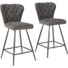 Safavieh FOX1702C-SET2 American Homes Collection Ashby Modern Tufted Swivel Counter Stool, 26″, Grey/Black(Grey)
