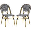 Safavieh Home Collection Hooper Indoor-Outdoor Stacking Side Chairs | Black, White Light Brown | Set of 2(Black / White)