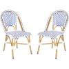 Safavieh Home Collection Hooper Indoor-Outdoor Stacking Side Chairs | Black, White Light Brown | Set of 2(Blue / White)