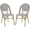 Safavieh Home Collection Hooper Indoor-Outdoor Stacking Side Chairs | Black, White Light Brown | Set of 2(Grey / White)