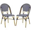 Safavieh Home Collection Hooper Indoor-Outdoor Stacking Side Chairs | Black, White Light Brown | Set of 2(Navy / White)