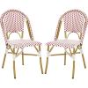 Safavieh Home Collection Hooper Indoor-Outdoor Stacking Side Chairs | Black, White Light Brown | Set of 2(Red / White)