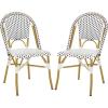 Safavieh Home Collection Hooper Indoor-Outdoor Stacking Side Chairs | Black, White Light Brown | Set of 2(White / Black)