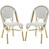 Safavieh Home Collection Hooper Indoor-Outdoor Stacking Side Chairs | Black, White Light Brown | Set of 2(White / Grey)