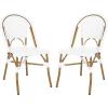 Safavieh Home Collection Hooper Indoor-Outdoor Stacking Side Chairs | Black, White Light Brown | Set of 2(White)