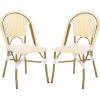 Safavieh Home Collection Hooper Indoor-Outdoor Stacking Side Chairs | Black, White Light Brown | Set of 2(Yellow / White)