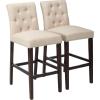 Safavieh Home Collection Norah Beige and Espresso Barstool (Set of 2)(Beige)