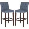 Safavieh Home Collection Norah Beige and Espresso Barstool (Set of 2)(Navy)