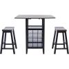 Safavieh Home Emeric Dark Espresso and Black Oak 3-piece Drop Leaf Table Storage -Rack -Pub -Set(Brown / Black)