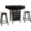 Safavieh Home Emeric Dark Espresso and Black Oak 3-piece Drop Leaf Table Storage -Rack -Pub -Set(Espresso)