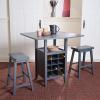 Safavieh Home Emeric Dark Espresso and Black Oak 3-piece Drop Leaf Table Storage -Rack -Pub -Set(Grey)