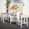 Safavieh Home Emeric Dark Espresso and Black Oak 3-piece Drop Leaf Table Storage -Rack -Pub -Set(Natural / White)