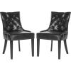 Safavieh Home Harlow Emerald Green Velvet Tufted Ring Chair, Set of 2(Black)