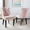 Safavieh Home Harlow Emerald Green Velvet Tufted Ring Chair, Set of 2(Blush)