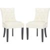Safavieh Home Harlow Emerald Green Velvet Tufted Ring Chair, Set of 2(Flat Cream)