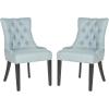 Safavieh Home Harlow Emerald Green Velvet Tufted Ring Chair, Set of 2(Light Blue)