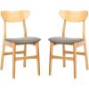 Safavieh Home Lucca Retro Natural Dining Chair, Set of 2, Wood(Natural / Grey)