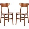 Safavieh Home Lucca Retro Natural Dining Chair, Set of 2, Wood(Walnut)