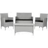 Safavieh Outdoor Collection 4 Piece Mojavi Wicker Patio Set, Grey/Black(Grey / Black)