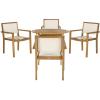 Safavieh Outdoor Collection Chante Teak 35.4″ Round Table 5 Piece Dining Set