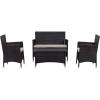 Safavieh Outdoor Collection Figueroa Black and White 4-Piece Patio Set(Brown / Sand)