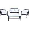 Safavieh Outdoor Collection Garnen Wicker Cushion 4-Piece Living Set PAT7714D, Natural/White(Black / White)