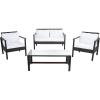 Safavieh Outdoor Collection Garnen Wicker Cushion 4-Piece Living Set PAT7714D, Natural/White(Brown / White)