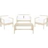 Safavieh Outdoor Collection Garnen Wicker Cushion 4-Piece Living Set PAT7714D, Natural/White(Grey / White)