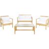 Safavieh Outdoor Collection Garnen Wicker Cushion 4-Piece Living Set PAT7714D, Natural/White(Natural / White)