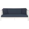 Safavieh Outdoor Collection Malibu Antiqued White/ Navy Acacia Wood Cushioned Daybed(Antique White / Navy)