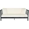 Safavieh Outdoor Collection Malibu Antiqued White/ Navy Acacia Wood Cushioned Daybed(Dark Slate Gray / Beige)