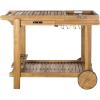 Safavieh -Outdoor Collection Orland Natural Wood Tea Trolley Cart(Natural)