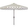 Safavieh Outdoor Elegant Valance 11-Foot Round UV Protected Umbrella(White/Black)