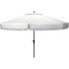Safavieh Outdoor Milan Fringe 11-Foot Round Crank UV Protected Umbrella(White)