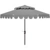 Safavieh Outdoor Venice 9-Foot Round Double Top Crank UV Protected Umbrella(Gray)