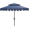 Safavieh Outdoor Venice 9-Foot Round Double Top Crank UV Protected Umbrella(Navy/White)
