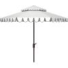 Safavieh Outdoor Venice 9-Foot Round Double Top Crank UV Protected Umbrella(White/Black)