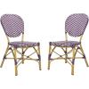 Safavieh PAT4010A-SET2 Outdoor Collection Lisbeth Navy and White French Bistro Stacking Side Chair(White)