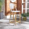 Safavieh PAT4038C Outdoor Collection Zaid White Stackable 30-inch Bar Stool(Grey / White)