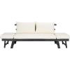 Safavieh PAT6745A Outdoor Collection Tandra Grey Modern Contemporary Daybed Day Bed(Dark Slate Gray / Beige)