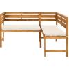 Safavieh PAT6754A Collection Wilton Teak and Navy Balcony Corner Lounge Outdoor Set(Teak Brown / Beige)