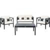 Safavieh PAT7031A Collection Nunzio Teak and White and Navy 4 Pc Accent Pillows Outdoor Set(Black / Beige + Bolster P)
