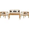 Safavieh PAT7031A Collection Nunzio Teak and White and Navy 4 Pc Accent Pillows Outdoor Set(Natural / Beige + Bolster P)