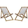 Safavieh PAT7040A SET2 Outdoor Collection Loren Teak(Natural / Grey Stripe)